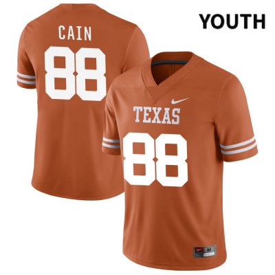 Texas Longhorns Youth #88 Casey Cain Authentic Orange NIL 2022 College Football Jersey DMV77P8R